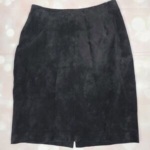 Lillie Rubin Vintage Black Suede Skirt, Women's Size 8